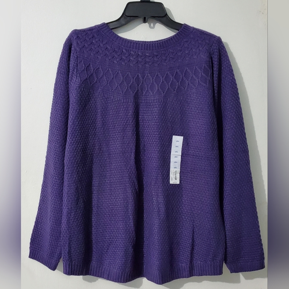 Sonoma, Purple Women's Cable Yoke Pullover Sweater. NWT